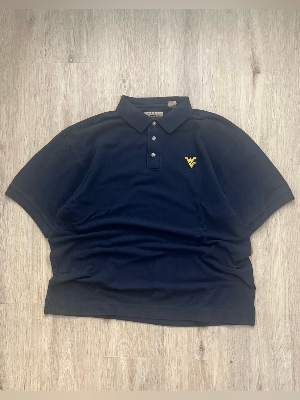 Vintage West Virginia Mountaineers Polo Shirt Mens XL NCAA Basketball Blue Gold